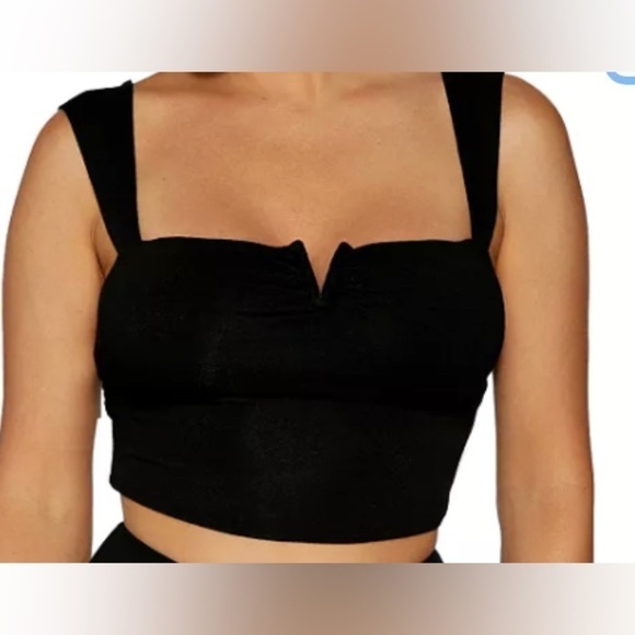 NAKED WARDROBE The V-ery Flared women top, shirt. Top black size XL - Picture 1 of 5